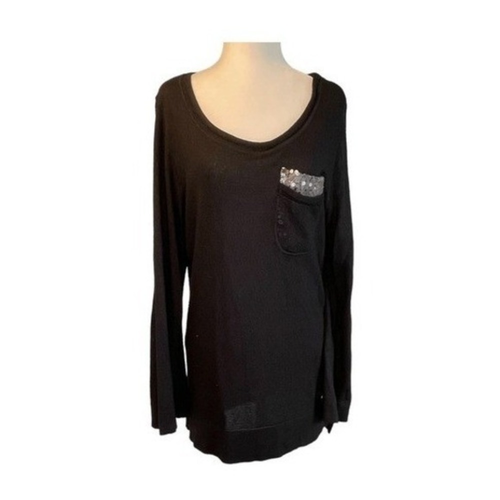 Acqua Buenos Aires Cashmere Sweater Black Silk Silver Sequins Tunic‎ M